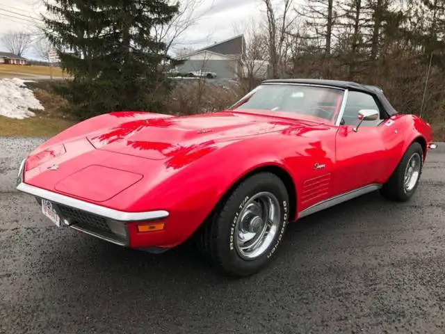 1971 chevrolet corvette rare color combo red/red big block factory a/c pb rwd v8