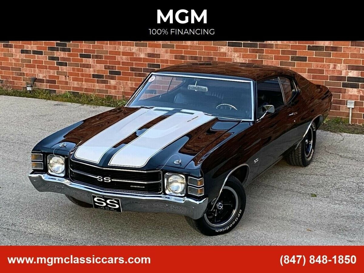 1971 chevrolet chevelle 454 big block 4 speed tuxedo black cowl induction