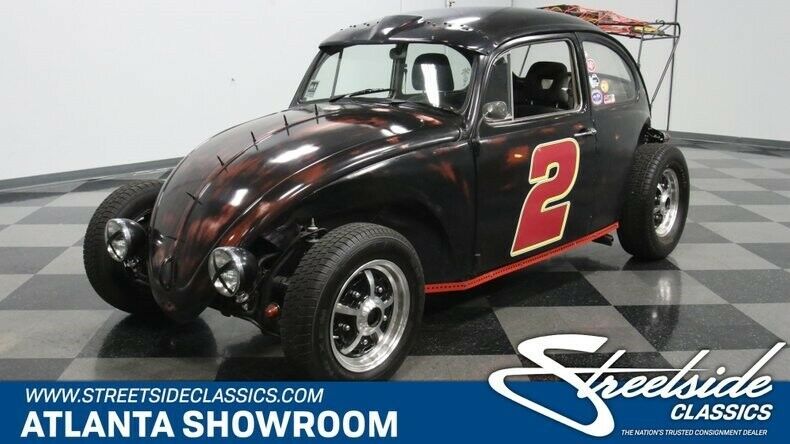 classic vintage chrome rat rod vw bug 1600cc 4-speed manual matte black