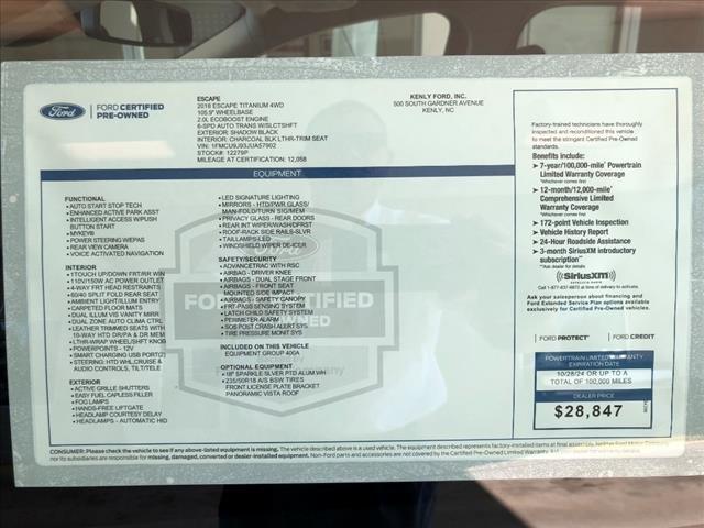 used 2018 ford escape 4wd titanium kenly, nc 27542 for sale in bagley, north carolina