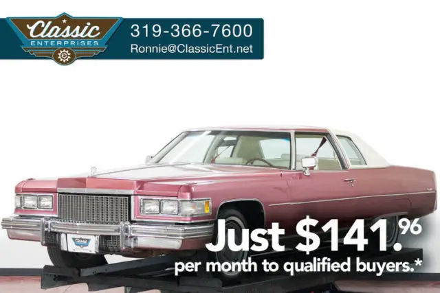 1975 cadillac coupe deville 0 cerise firemist coupe 500 v8 3 speed automatic