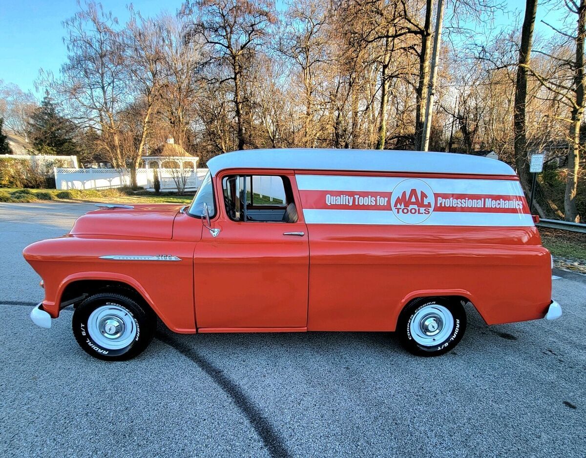 1956 chevrolet 3100 orange rwd automatic 3100 panel truck