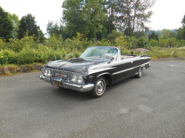 mopar 1961 dodge polara d500 convertible 383 4bbl black w/red interior survivor