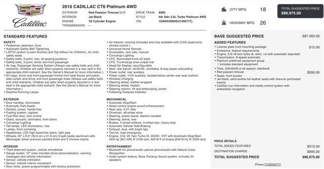 2016 cadillac ct6 3.0l twin turbo platinum