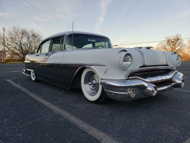 1956 pontiac chieftain custom. newly lowered, new wheels & wide white wall tires