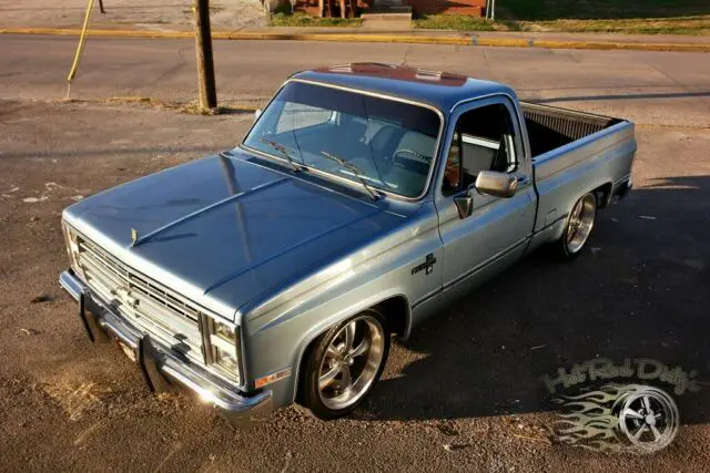 clean slammed squarebody silverado chevy c10 hot rat street rod patina pickup ac