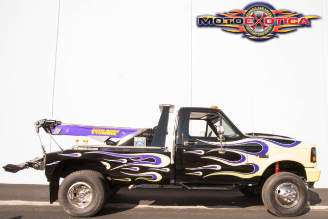1990 ford f350 xlt 4x4 tow truck, rare vehicle, 5 speed manual, 460 v8, ps pb ac
