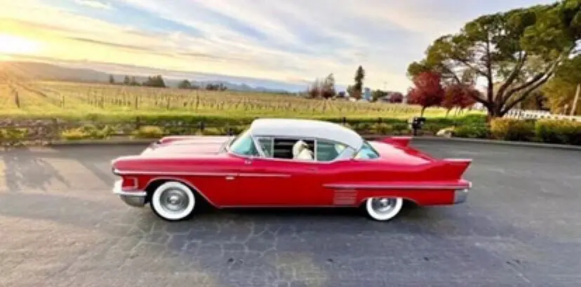 1958 cadillac deville coupe coupe red coupe