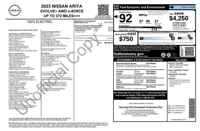2023 nissan ariya evolve+