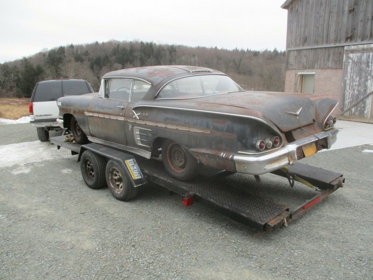 1958 chevrolet impala 2 door coupe black on black car original resto project
