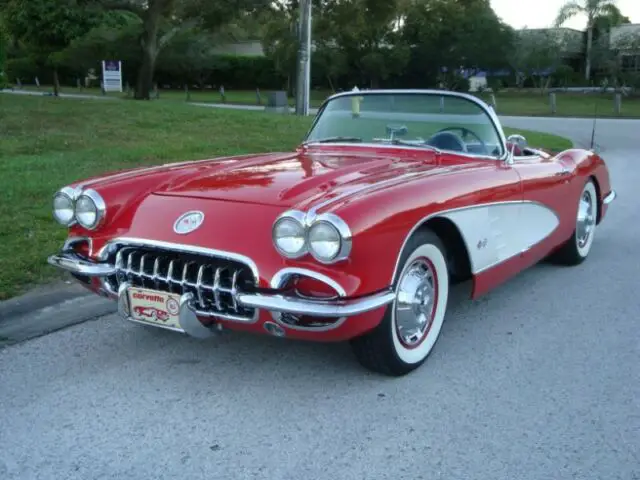 1960 chevrolet corvette convertible 18499 miles roman red/white 283cid v8 4-spe