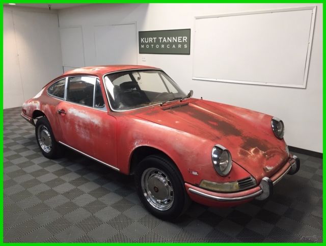1968 porsche 912 coupe. red / black 5-speed. very original car for restoration