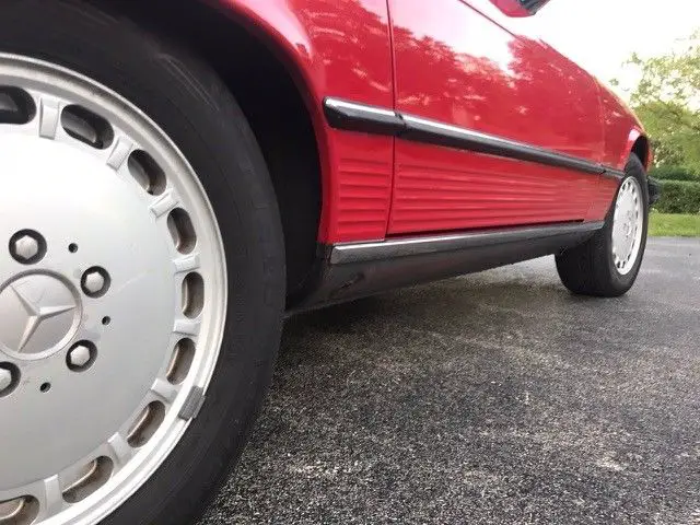 1988 mercedes 560sl signal red over palomino 1 owner 12,994 miles none nicer