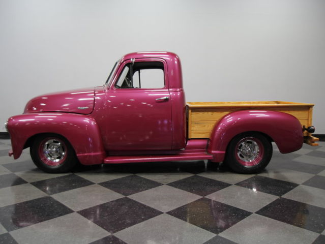 350 v8, auto, ifs, front discs, bucket seats, custom wood bed, nice!