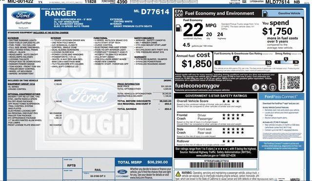 2021 ford ranger xl