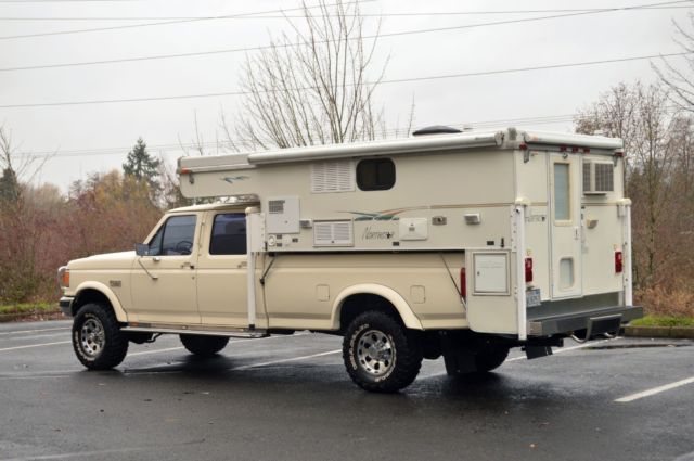 1990 ford f350 crew cab xlt lariat 4x4 7.5l with 2000 northstar camper pop up
