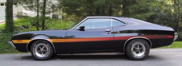 1972 ford gran torino sport 351 cj 4v "q" code factory black ram air no reserve