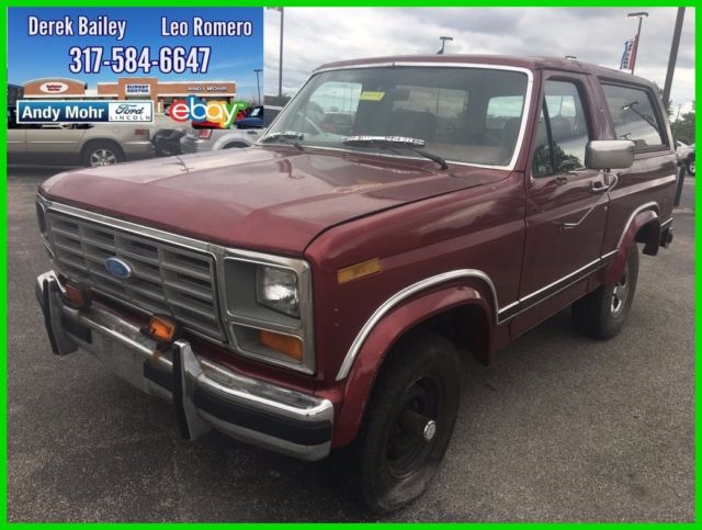 used 86 ford bronco xlt 5l v8 auto 4x4 burgundy cloth runs drive no reserve
