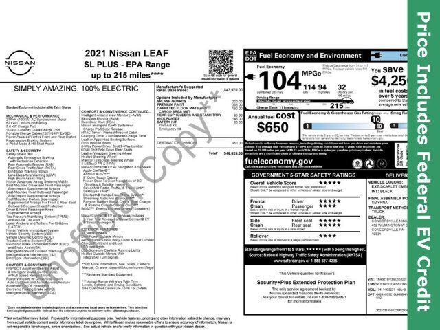 2021 nissan leaf sl plus