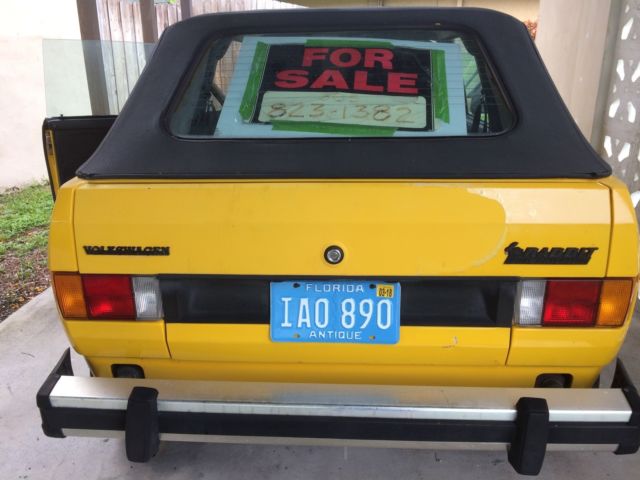 1983 volkswagen rabbit convertible cabriolet karmann two:1 to drive/1 for parts