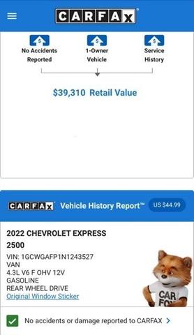 2022 chevrolet express 2500 work van