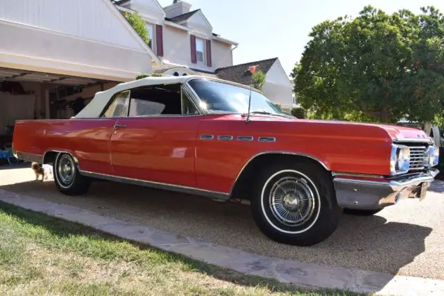 1963 buick electra 225 classic convertible, red leather, red with white soft top