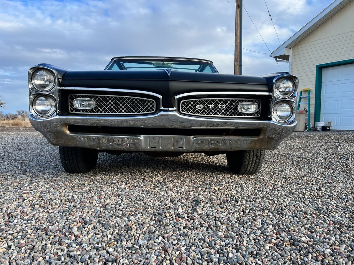1967 pontiac gto convertible 421 v8 4 speed triple black rare power windows 242!