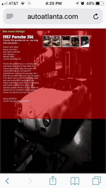 1957 porsche vw 356 911 replica kitcar kit