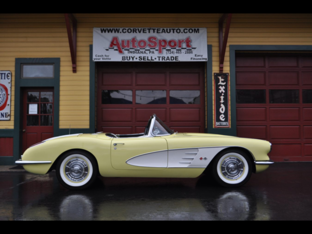 1958 chevrolet corvette extemely rare panama yellow 1958 corvette! 73061 miles p