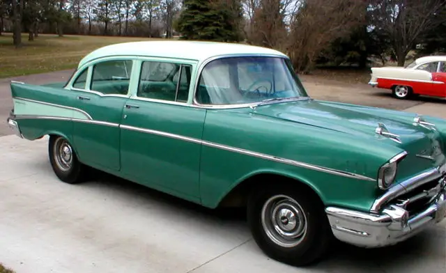 1957 chevrolet chevy original highland green sedan