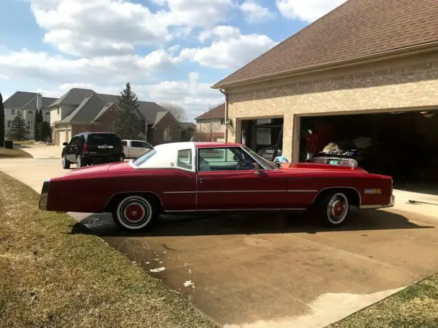 1977 cadillac eldorado beautiful condition 2 owner 59k miles red white leather