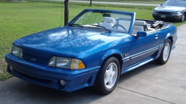 1989 ford mustang gt convertible 5.0 fox body foxbody stang blue