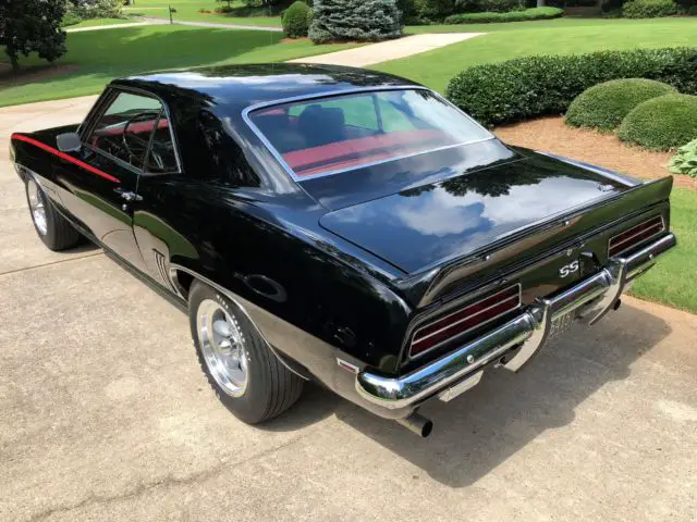 1969 chevrolet camaro rallysport tuxedo black deluxe red interior auto and air