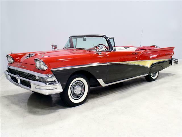 1958 ford fairlane 6555 miles torch red/raven black convertible 352 cubic inch