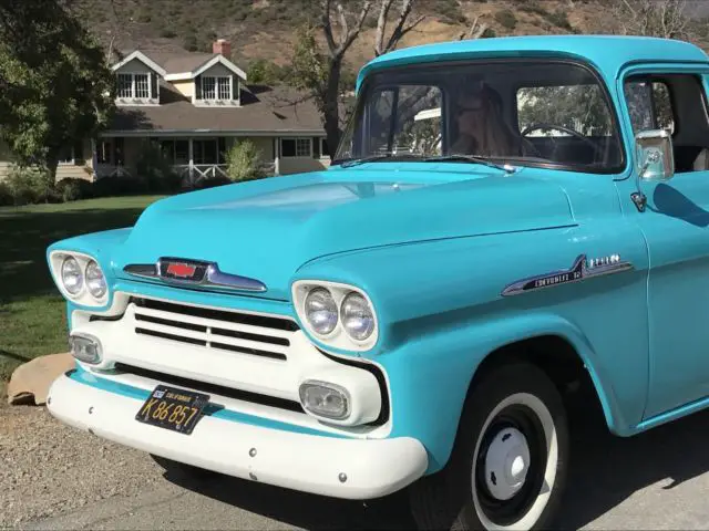 1958 chevrolet apache fleetside california vintage daily driver turquoise/white