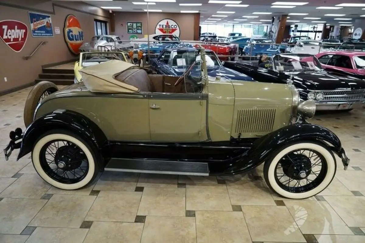 1929 ford model a roadster 9999 miles arabian sand, elkpointe green, & black 20