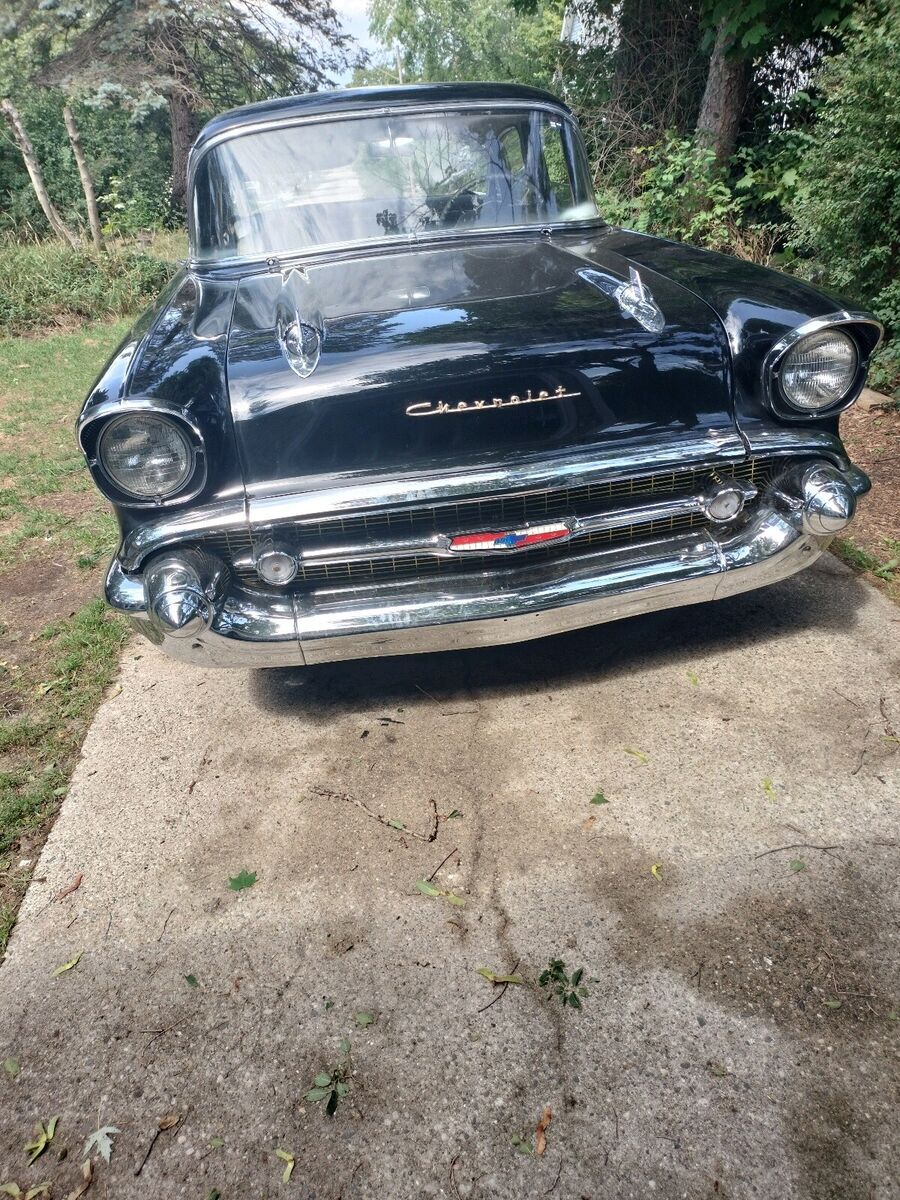1957 chevrolet bel air black rwd automatic 4 door