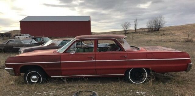 1964 red chevrolet belair 4 door for parts, no body rot! not impala