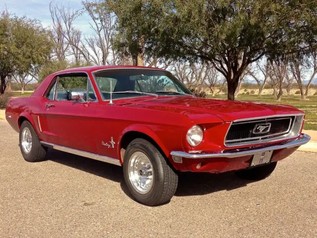 1968 fireball red mustang 4bbl carb. 289hp electronic ignition new exhaust