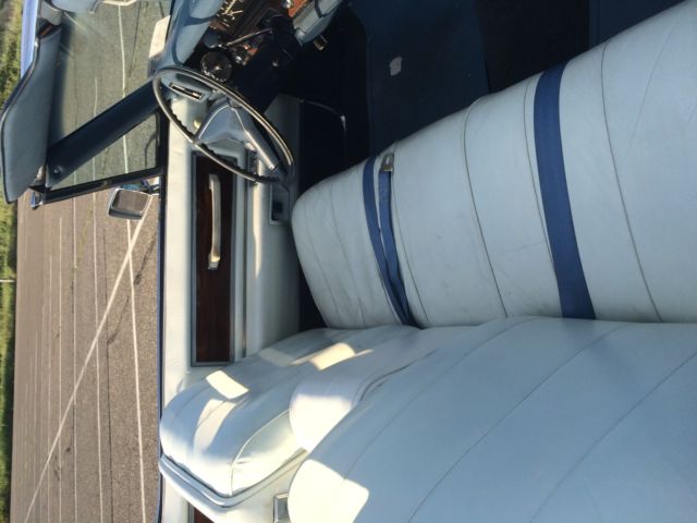 1968 cadillac deville convertible blue w/ white top & leather interior