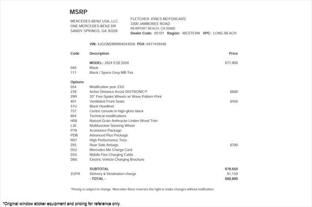 2024 mercedes-benz eqe 350+ eqe 350+