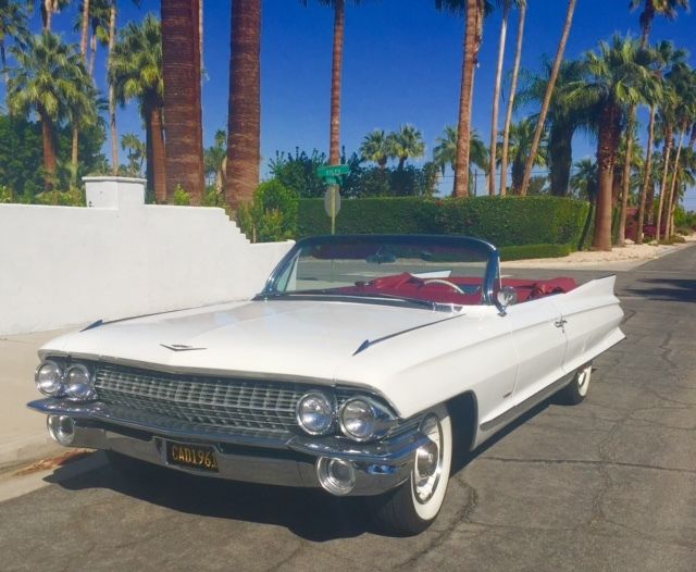 beautiful 1961 cadillac convertible with rare factory bucket seats. no reserve!