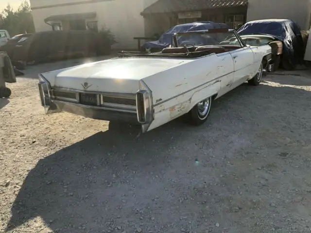 1965 cadillac conv't- calif barn find w/others..all orig. white/red. runs. solid