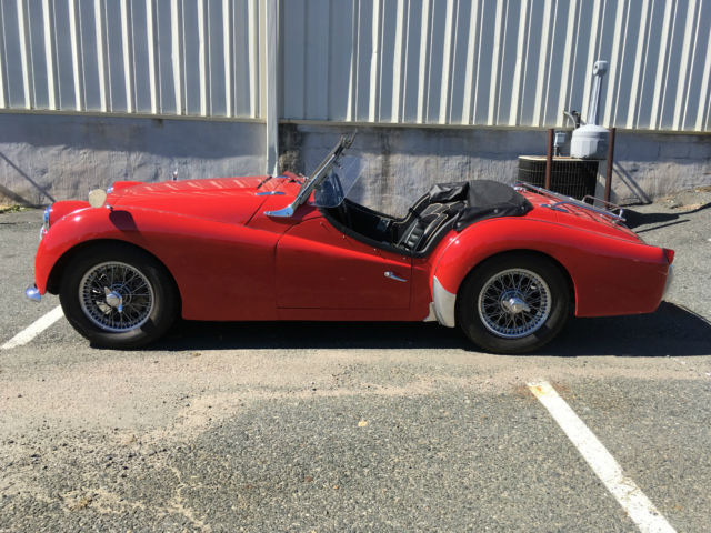 1958 triumph tr3 convertible red with black interior