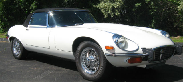 1973 jaguar e-type xke v-12 4 speed roadster old english white excellent