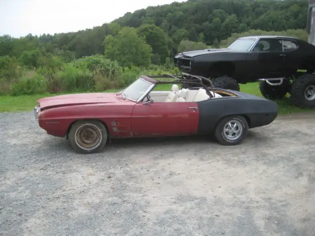 1969 pontiac firebird convertible red /white great colors +