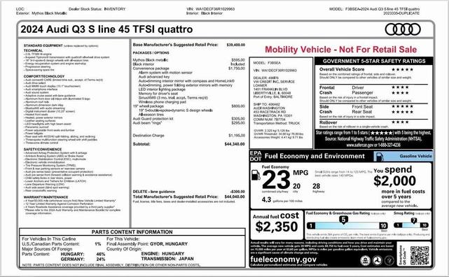 2024 audi q3 45 s line premium