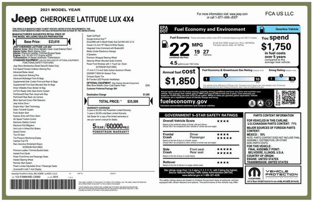 2021 jeep cherokee latitude lux