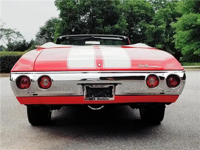1972 chevrolet chevelle convertible 4-speed manual torch red 350hp