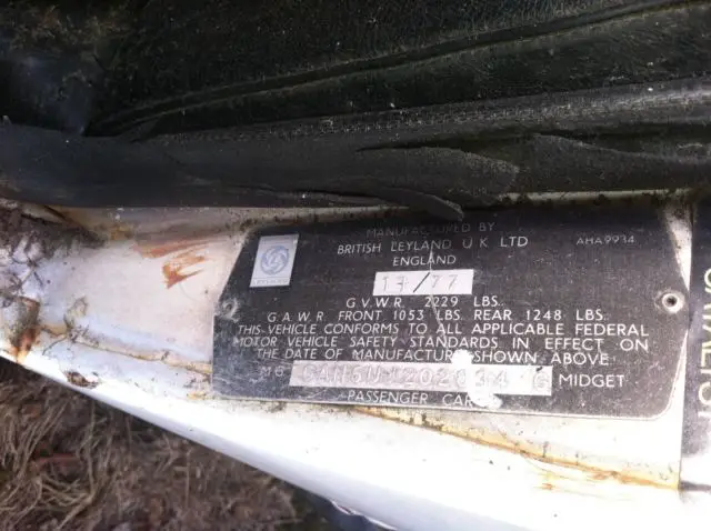 1978 mg midget convertible for parts or restoration